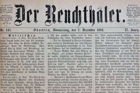 alter Zeitungsartikel "Der Renchtäler"