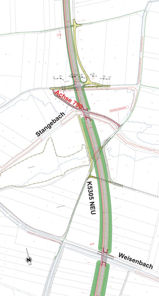 Lageplan Querung Weisen- und Stangebach. Zum vergrößern anklicken.