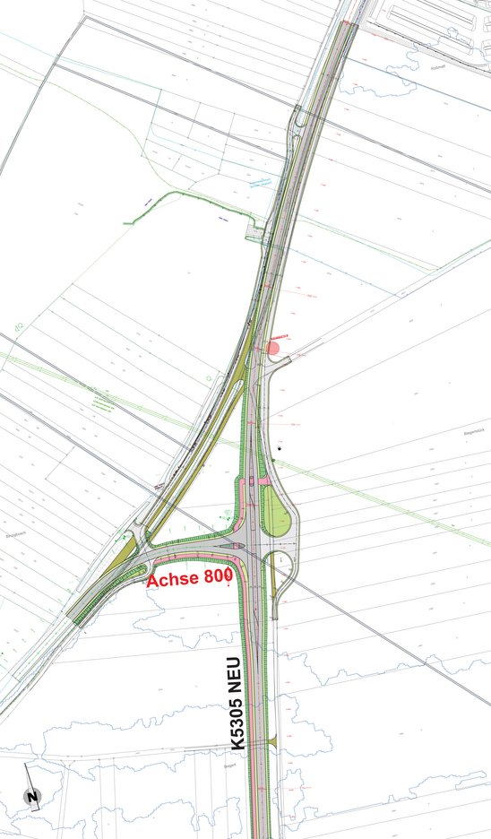 Lageplan Anbindung an K5304 - Stadelhofer Straße/Ortenaustraße. Zum vergrößern anklicken.