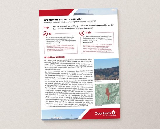 Abbildung des Informationsflyers zum Bürgerentscheid "Windpark Schwend"